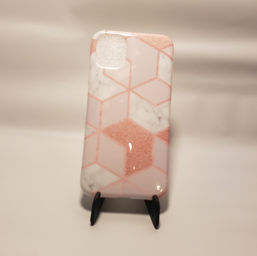 iPhone 11 Rose Gold/White Marble Design Phone Case